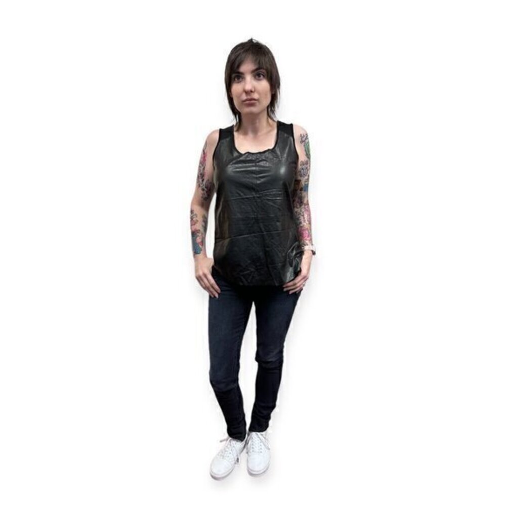⭐️ BLACK Saks Fifth Avenue Faux Leather Tank Top